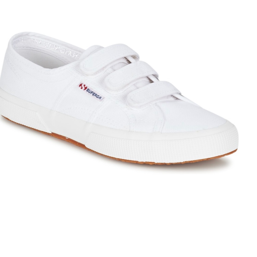SUPERGA 2750 COT3 VEL U - White Velcro Sneakers Size 7.5